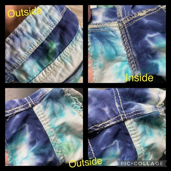 Hippie Laundry Juniors 7 Blue Green White Tie Dye Distressed Fringe Hem Shorts - Picture 11 of 12